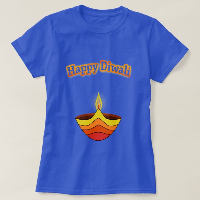 T-shirt Lampe heureuse de Diwali et de Diya (Design devant)