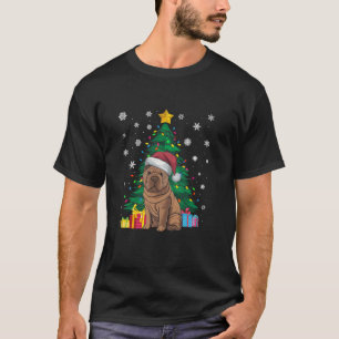 T-shirt Lampes d'arbre de Noël doux et moche Shar Pei Chie