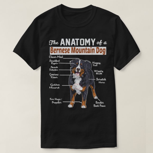 T-shirt L'anatomie d'une chemise bernoise de chien de mont (Design devant)