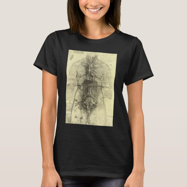 T-shirt L'anatomie humaine de Léonard de Vinci, Torse fémi (Devant)