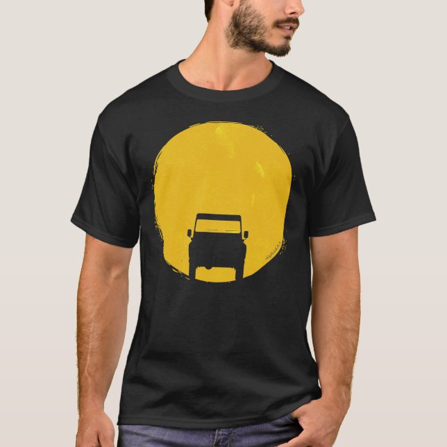 T-shirt Landrover Defender voiture coucher soleil Premium  (Devant)