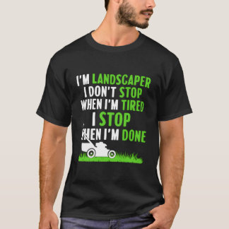 T-shirt Landscag Lawn Mower Landscaper Gardener Jardiner