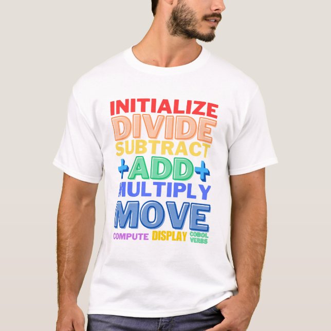 T-shirt Langage de programmation Cobol Verbes de base (Devant)