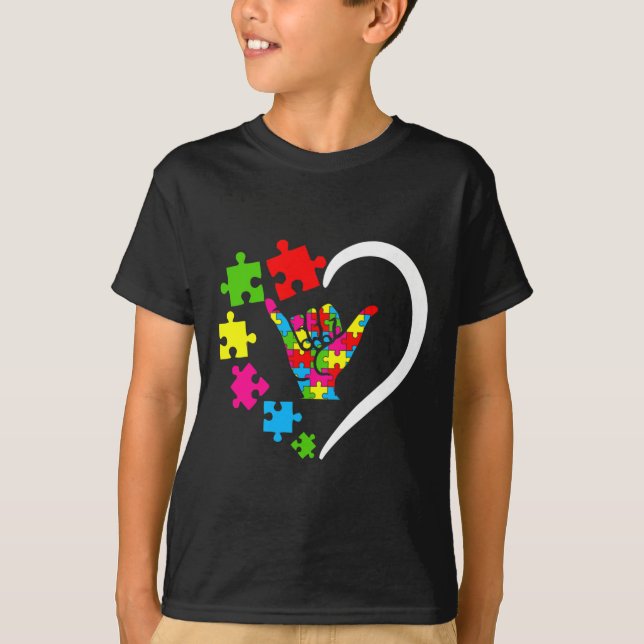 T-shirt Langue Asl Amour Sensibilisation sur l'autisme Jou (Devant)