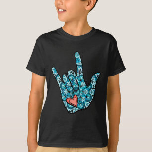 T-shirt Langue des signes américaine Je t'aime geste cœur