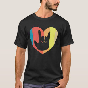 T-shirt Langue des signes Amour du coeur Personnes Sourdes