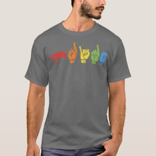 T-shirt Langue des signes Drôle Arc-en-ciel Gay LGBT sourd