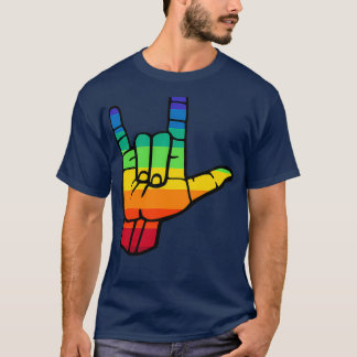 T-shirt Langue des signes fierté couleurs arc-en-ciel J'ai