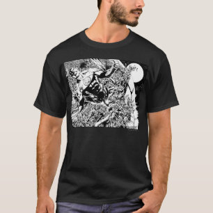 T-shirt Lanterne verte et la lune - noire et blanche