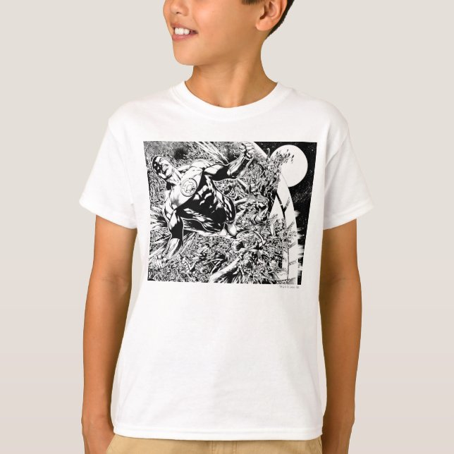 T-shirt Lanterne verte et Lune - Noir et Blanc (Devant)