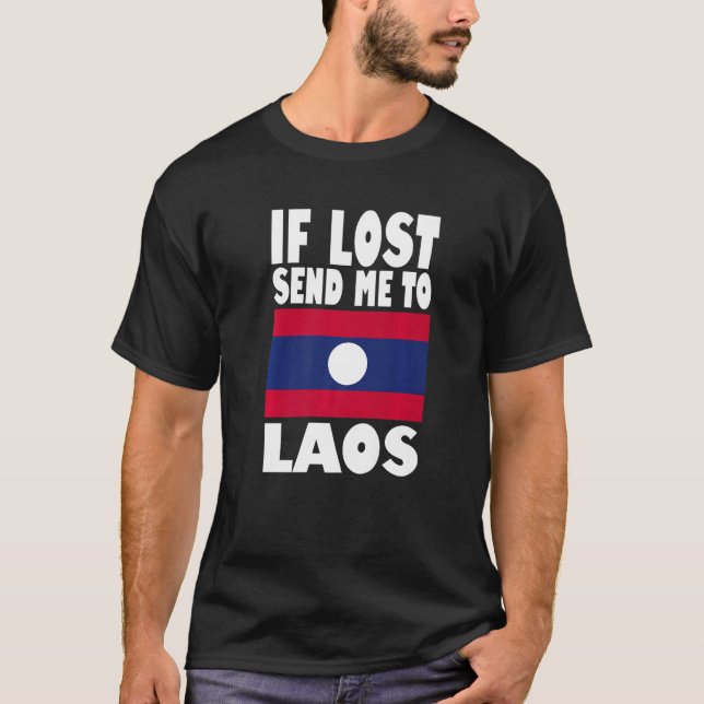 T-shirt Laos Flag Design  If lost send me to Laos Premium (Devant)
