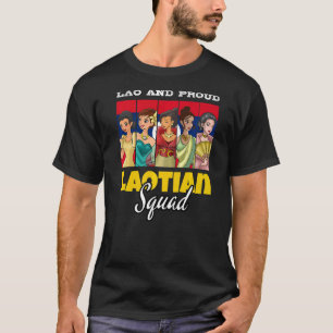T-shirt Laos Laotien Drapeau Jour Fière Fille Groupe Femme
