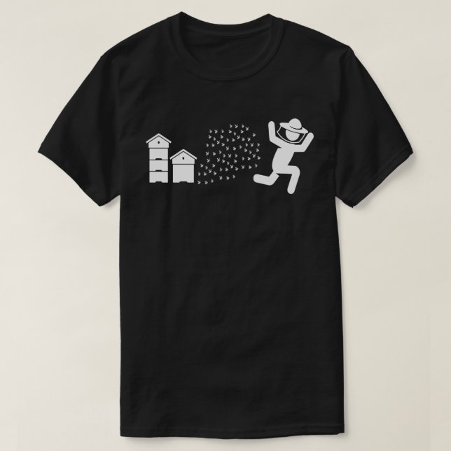 T-shirt L'apiculteur pourchassé par les abeilles drôle Run (Design devant)