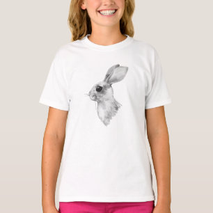 T-shirt Lapin. Aquarelle noire et blanche