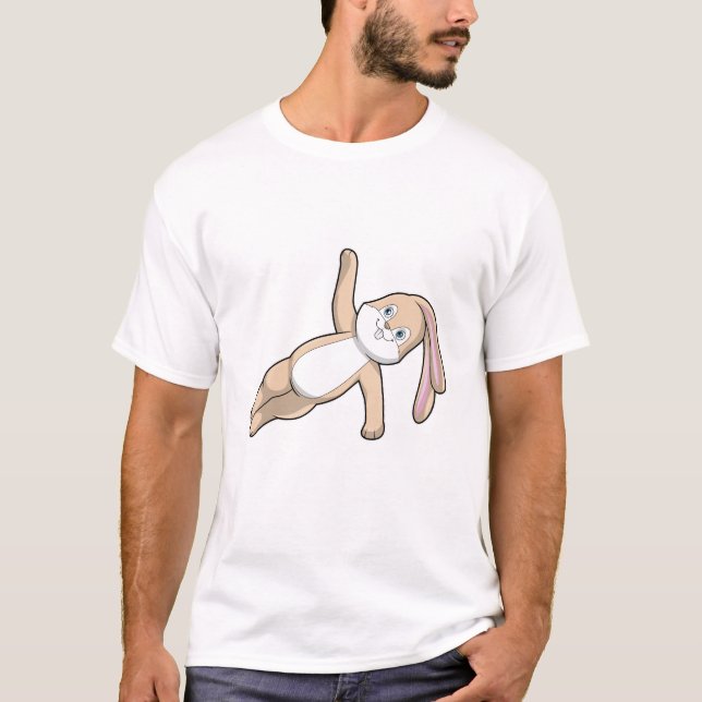 T-shirt Lapin au Yoga Stretching (Devant)