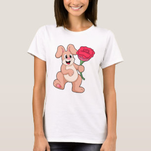 T-shirt Lapin avec Rose rouge