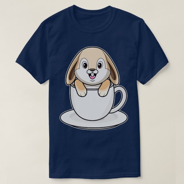T-shirt Lapin avec tasse de café (Design devant)