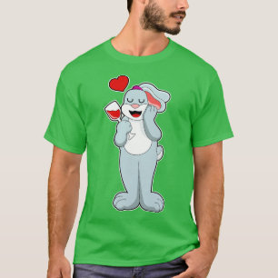 T-shirt Lapin avec verre de vin Coeur