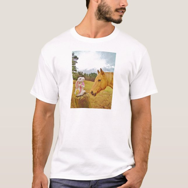 T-shirt Lapin blanc et Cheval jaune (Devant)