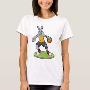T-shirt Lapin comme joueur de basket-ball avec basket-ball