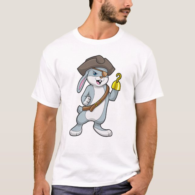 T-shirt Lapin comme Pirate avec crochet main et casquette  (Devant)