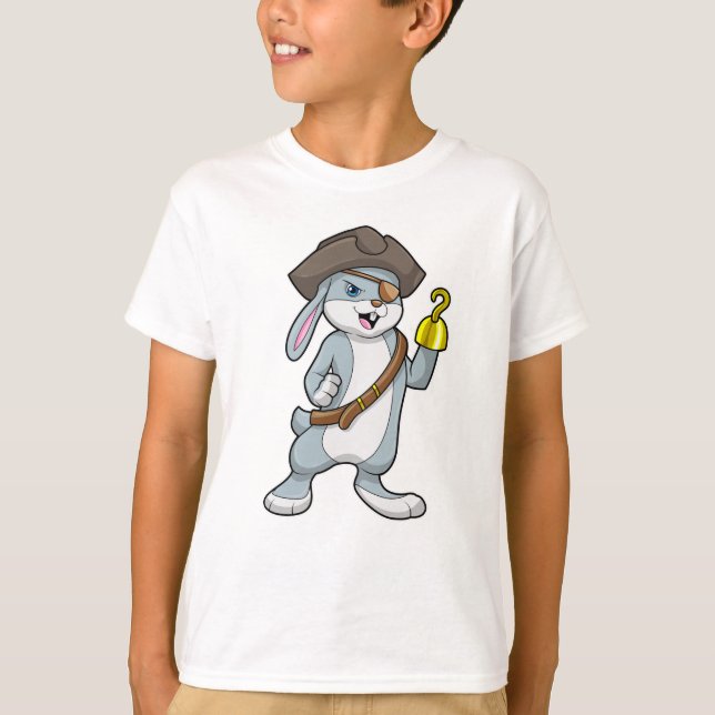 T-shirt Lapin comme Pirate avec crochet main et casquette  (Devant)