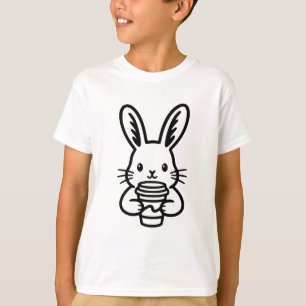 T-shirt Lapin curieux avec tasse à café