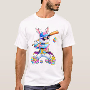 T-shirt Lapin de baseball tie dye drôle Pâques lapin homme