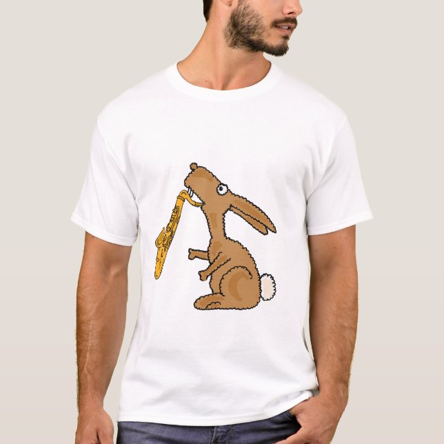 T-shirt Lapin de BR jouant la chemise de saxophone (Devant)
