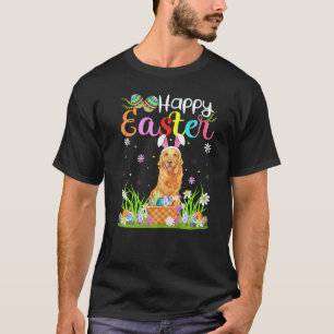T-shirt Lapin de chasse aux œufs drôle Chien Retriever dor