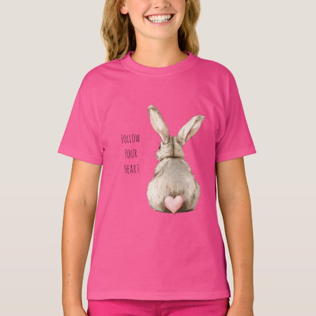 T-shirt Lapin de coeur de lapin rose (Devant)
