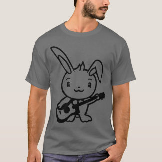 T-shirt Lapin de compagnie mignon joue de la musique de gu