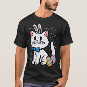 T-shirt Lapin de Pâques Chat Blanc Mignon Chaton Fillettes