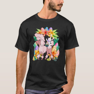 T-shirt Lapin de Pâques Chien Caniche à Vélo Panier d'Oeuf