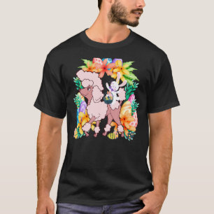 T-shirt Lapin de Pâques Chien Caniche à Vélo Panier d'Oeuf
