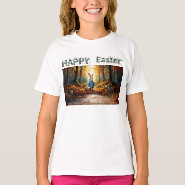 T-shirt Lapin de Pâques Classique avec Panier d'Œufs de Pâ (Devant)
