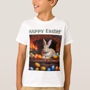 T-shirt Lapin de Pâques Coloré oeufs de Pâques Joyeux Pâqu