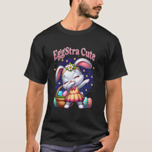 T-shirt Lapin de Pâques des filles Dabbing Eggstra Mignon 