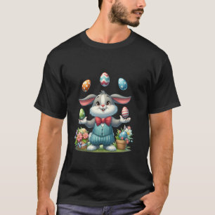 T-shirt Lapin de Pâques drôle adorable jonglant des œufs c