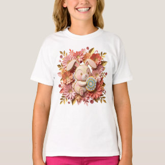 T-shirt Lapin de Pâques en papier découpé en 3D avec ornem