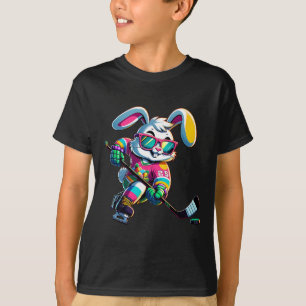 T-shirt Lapin de Pâques joyeux Hockey Lapin Hommes Femmes 