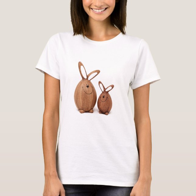 T-shirt Lapin de Pâques mignon en bois (Devant)
