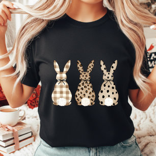 T-shirt Lapin de Pâques Neutre Moderne à Imprimé Gingham e
