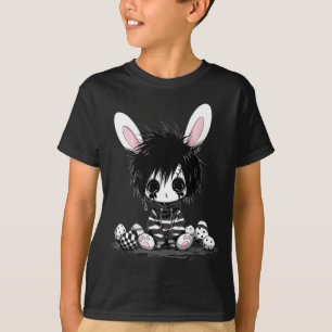 T-shirt Lapin de Pâques noir goth emo k-pop garçon fille a