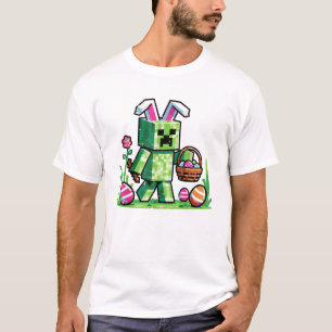 T-shirt Lapin de Pâques Pixel Gaming Chasse aux œufs Garço