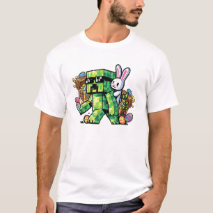 T-shirt Lapin de Pâques Pixel Joueur Enfant Garçons 