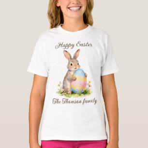 T-shirt Lapin de Pâques vintage joyeux avec famille d'oeuf