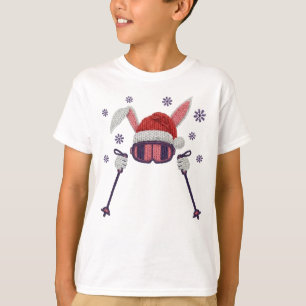 T-shirt Lapin de ski en faux fil avec chapeau de Père Noël