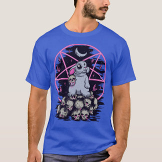 T-shirt Lapin démon déplaisant avec Pentagramme et Crânes