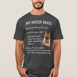 T-shirt Lapin Drôle, Mon Règlement De Maison Lapin En Tête